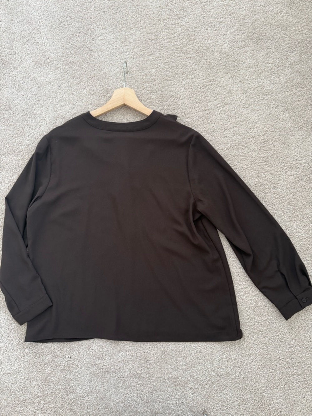 Talbots Brown Ruffle-Front Long-Sleeve Blouse - Picture 5 of 5